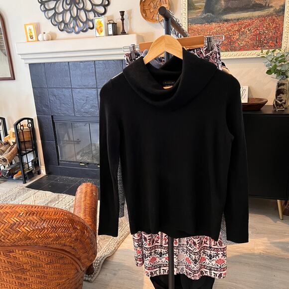Talbots Sweater Womens Size XS Black Pure 100% Merino Wool Turtle Cowl Neck - Picture 11 of 11